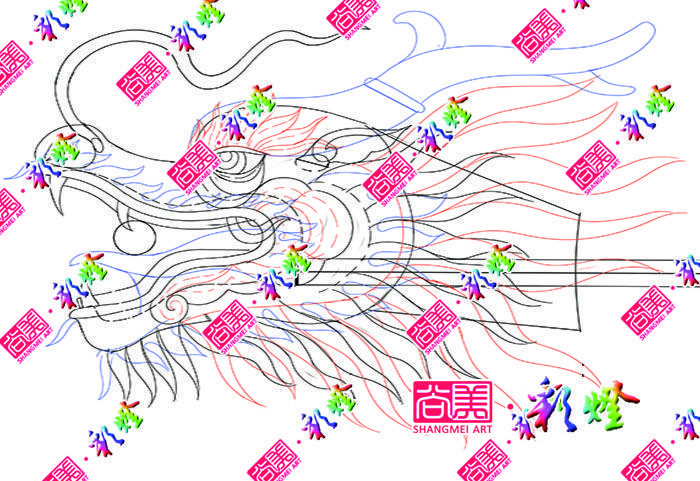 牛年彩燈《龍騰四?！反笮椭黝}彩燈龍頭放樣圖