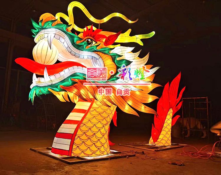 端午節(jié)龍舟龍頭、龍尾彩燈的亮燈測試效果