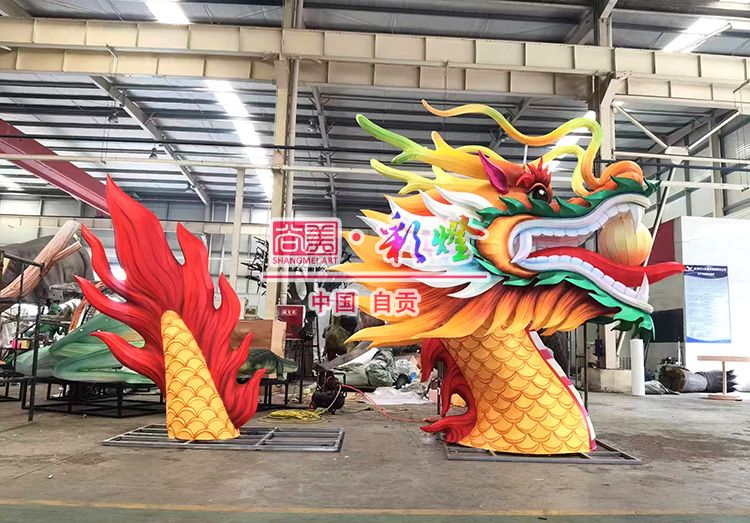 端午龍舟龍頭、龍尾美工著色噴涂白天效果